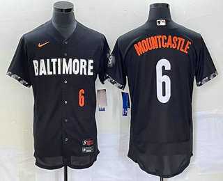 Mens Baltimore Orioles #6 Ryan Mountcastle Number Black 2023 City Connect Flex Base Jersey